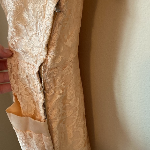 Vintage Light Pink Lace Midi Short Sleeve Dress 1950’s Cocktail - Picture 5 of 15